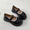 Fashion Fashion Black Beige PU Leather Women's Mary Jane Shoes Thick Bottom Bowknot Lace Decor Ladies Pumps Elegant Lolita Platform Shoe