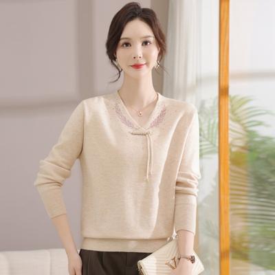 New Middle-aged and Old Women's Clothing Autumn and Winter Knitted Sweater Bottoming Shirt Middle-aged Mother Versatile New