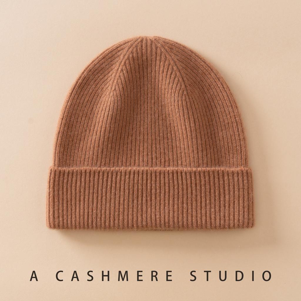 % Pure Cashmere Top Luxury Women's Solid Color Simple Wind First-line Knitted Seamless Headgear Average Size