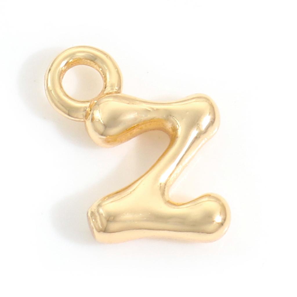 3 Piece Brass Charms 18K Real Gold Plated Capital Alphabet/ Letter Message " A-Z " Pendant Accessories DIY Personalized Jewelry