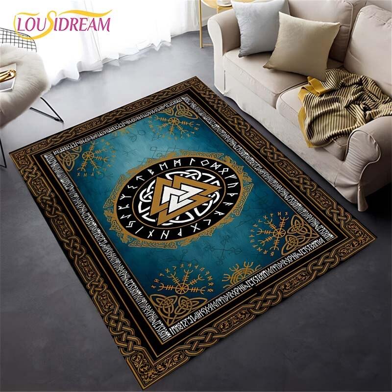 

Viking Vintage Pattern 3D Print Viking Culture Living Floor Room Килим М який фланелевий килимок для дорослих і дітей 40cm x 60cm