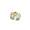 Korean Style Smiling Face Ring with Star Playing Card Design - Open Adjustable