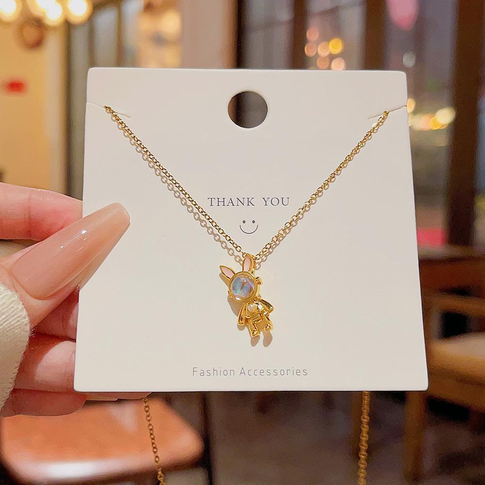 

Горячие аксессуары темперамент роскошь космический кролик ключица цепочка дизайн кулон личность ожерелье женский ниша ювелирные изделия золотой