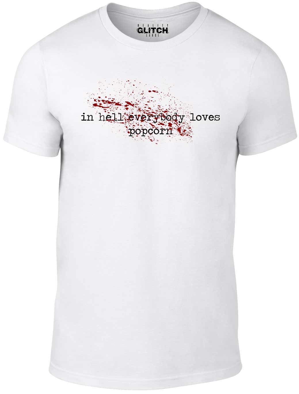 In Hell Everybody Loves Popcorn Men s T-Shirt Mens Womens Tees Top Funny Cinema Movies Devil S