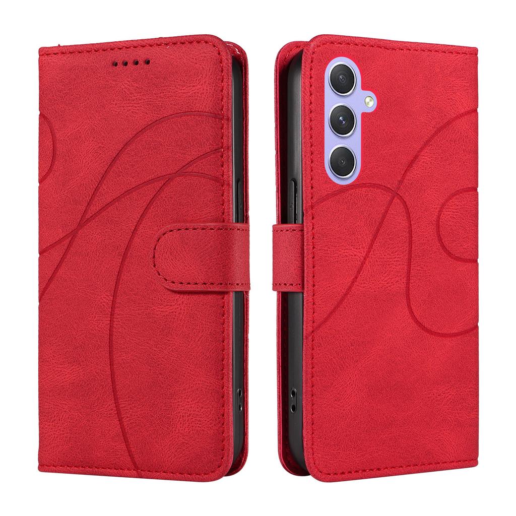 For Samsung Galaxy A54 5G Wallet Case Leather Phone Cover Stand with Curved Line Design