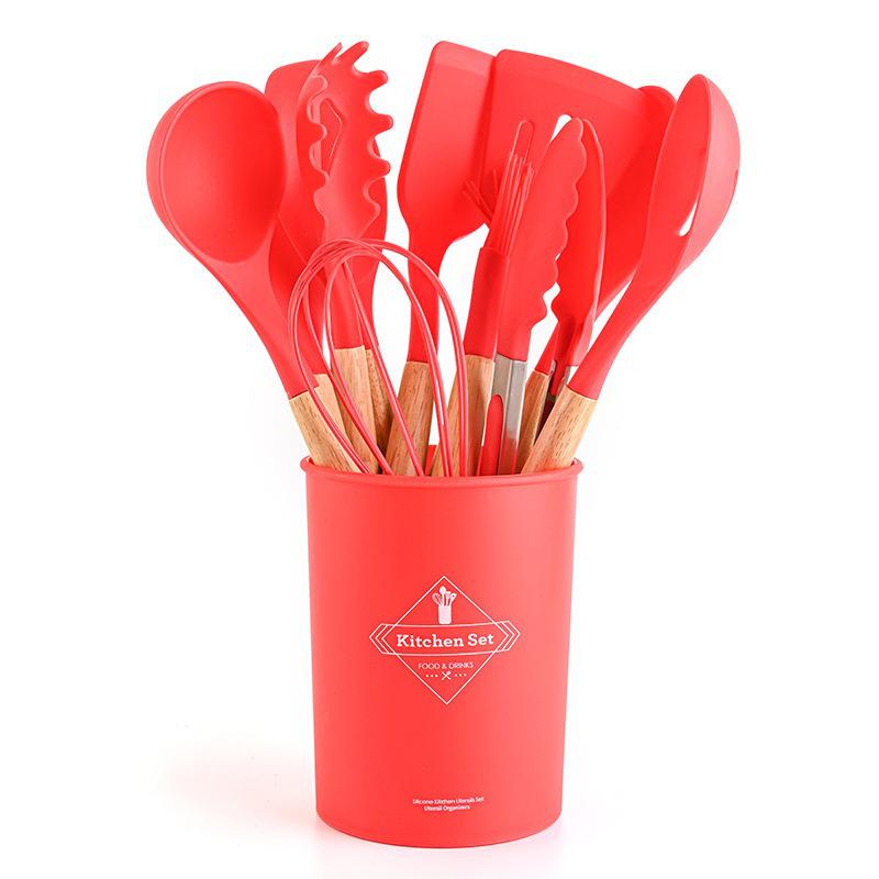 12-Piece Lightweight Silicone Kitchenware Set: Spatula, Whisk & More. Multiple Colors. Safe for Non-Stick Pans.