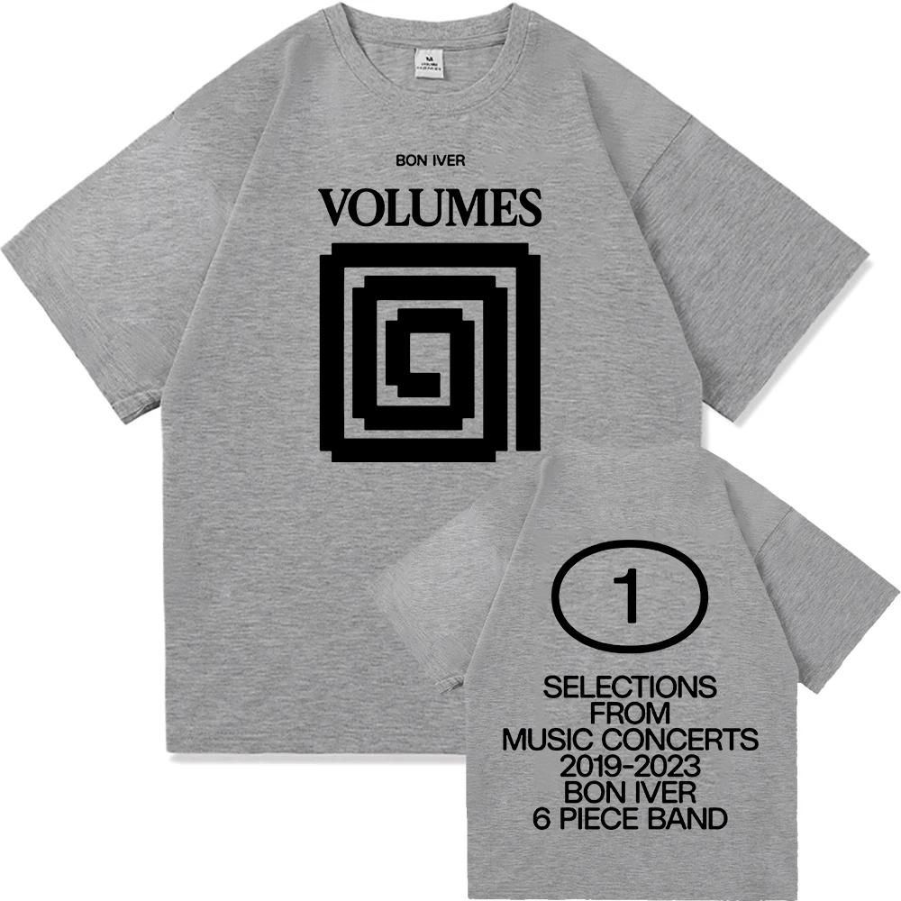 VOLUMES V1 Bon Iver Design T-shirt O-neck Summer Cotton Male Tees Unisex Streetwear Short Sleeve Loose Printing Tshirts Unisex Tops