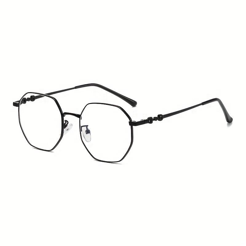 Damen Leichte Geometrische Metallrahmenbrille Anti-Blaulicht mit Roségoldenen Akzenten Minimalistischer Koreanischer Stil für Alltag