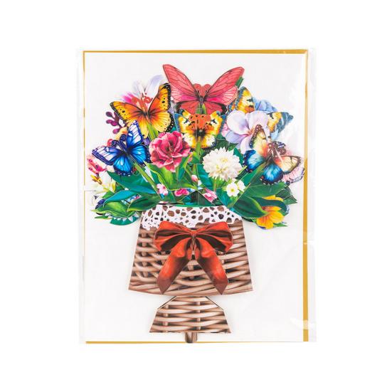 Paper Flower Pop Up Cards 3D Flower Bouquet Greeting Card with Envelope And Note for Mother's Day Graduation Anniversary Birthday Congratulations