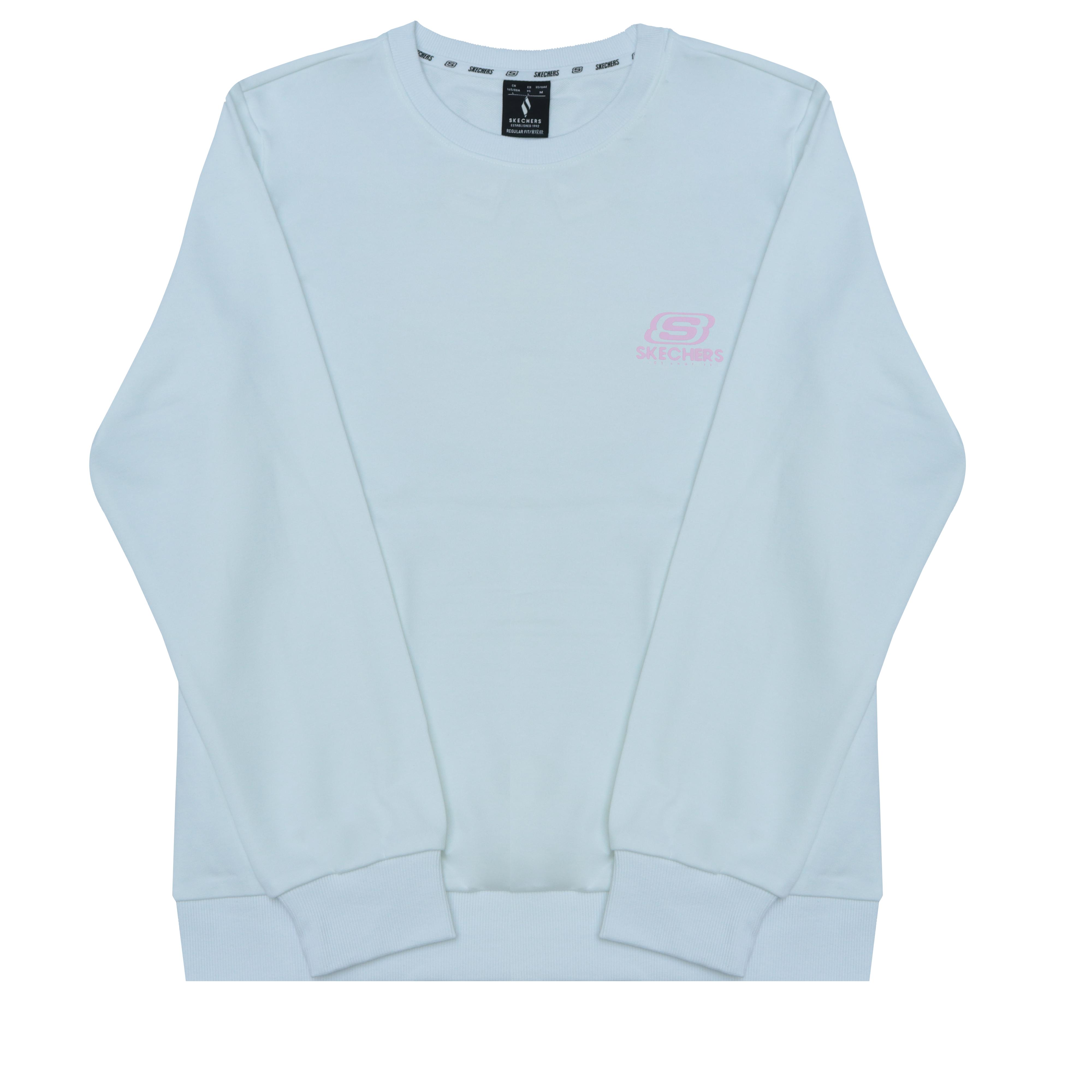 Skechers Letter Logo Printed Casual Fashion Versatile Round Neck Sweatshirt Women sweatshirt White RF-L424W037-0019 M