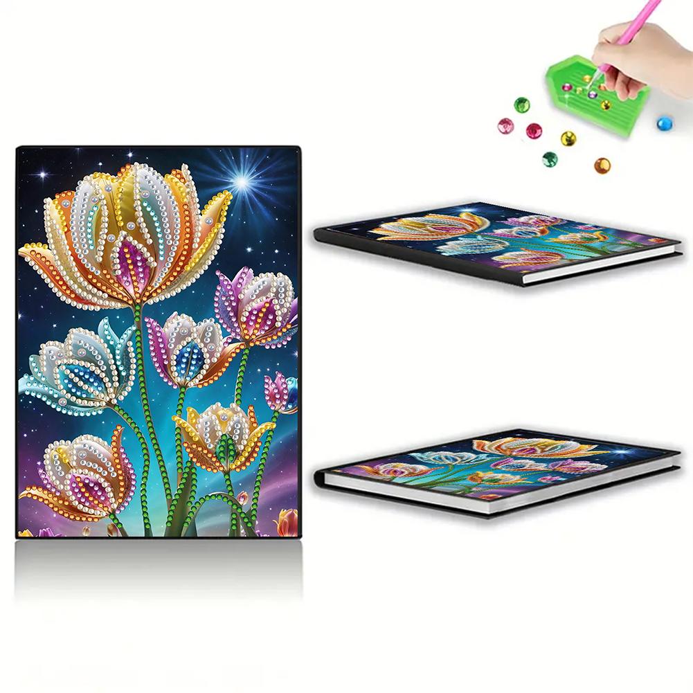 50-Page A5 Size Diamond Painting Diary Book Crystal Notepad Sketchbook Diamond Painting Notebook Set Holiday Birthday Gift