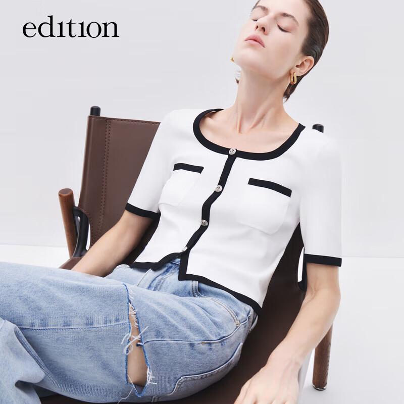 Women's Vintage U-Neck Knit Short Sleeve Top