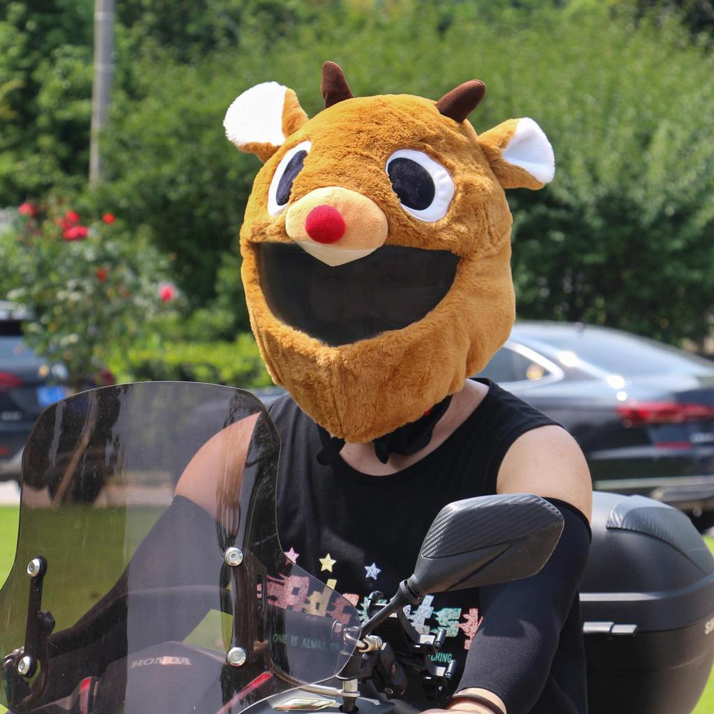 Plyšový Kreslený Vepřový Hlava Motocyklová Helma Kryt - Otevřená & Plná Ochrana Helmy