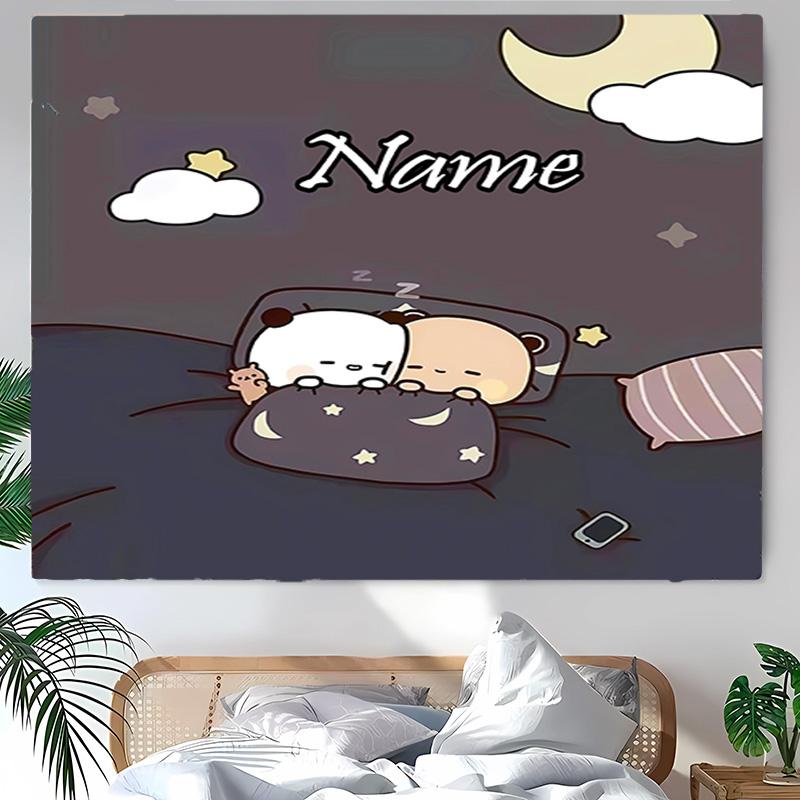 Personalized Bubu Dudu Background Tapestry,Custom Name Birthday Party,Multifunctional Wall Decoration for Home Decor,Various Occasions