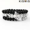 New Distance Classic Natural Stone White Black Yin Yang Beaded Bracelet for Men Women Best Friend Gift