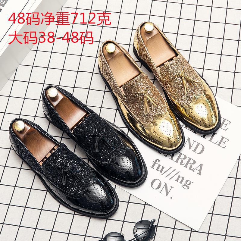 

Golden casual leather shoes men s summer beanie shoes men s soft leather shoes personalized soft-soled lazy leather shoes 48 чорний