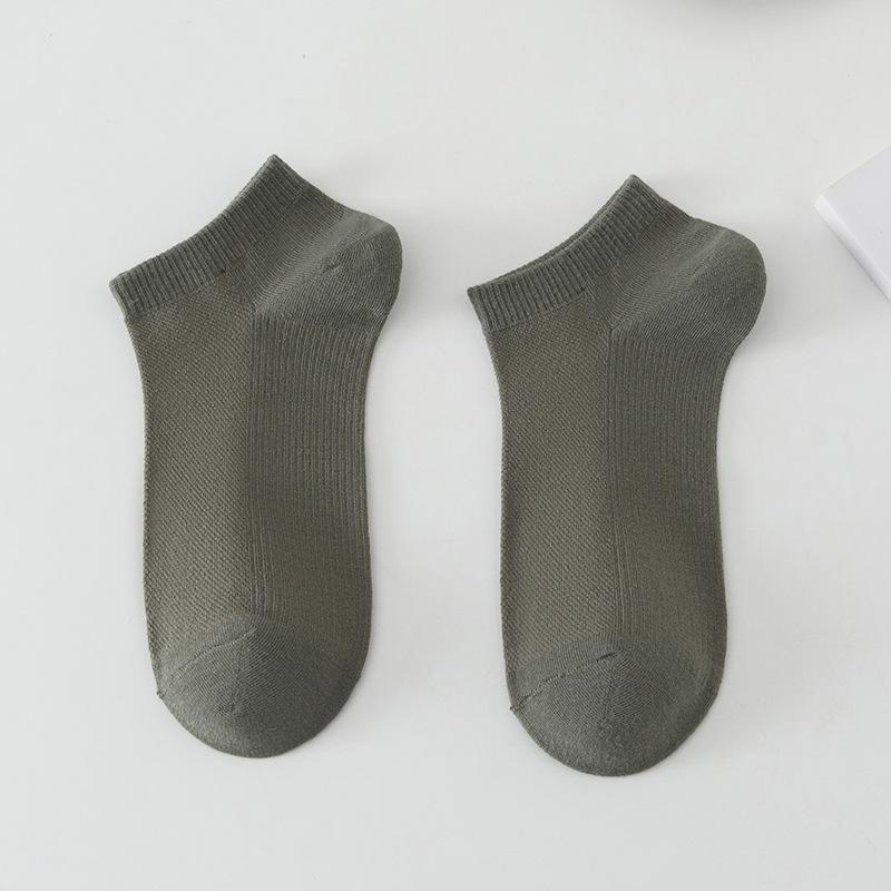 Men's Breathable Ankle Socks - Summer Style Low-Cut, Sweat-Absorbent, Solid Color for Spring/Autumn In Black