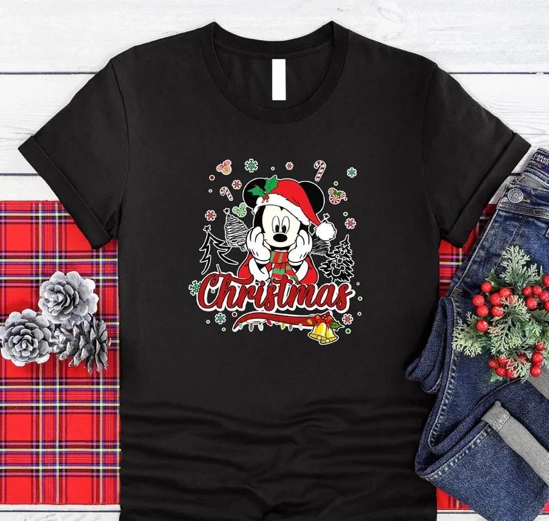 Cute Mickey Mouse Christmas TShirt Unisex S