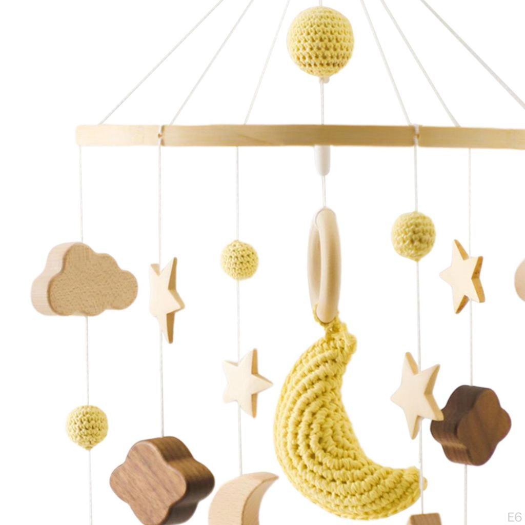 Adorable Baby Crib Mobile for Nursery Decor, Wooden Hanging Bed Bell Toy