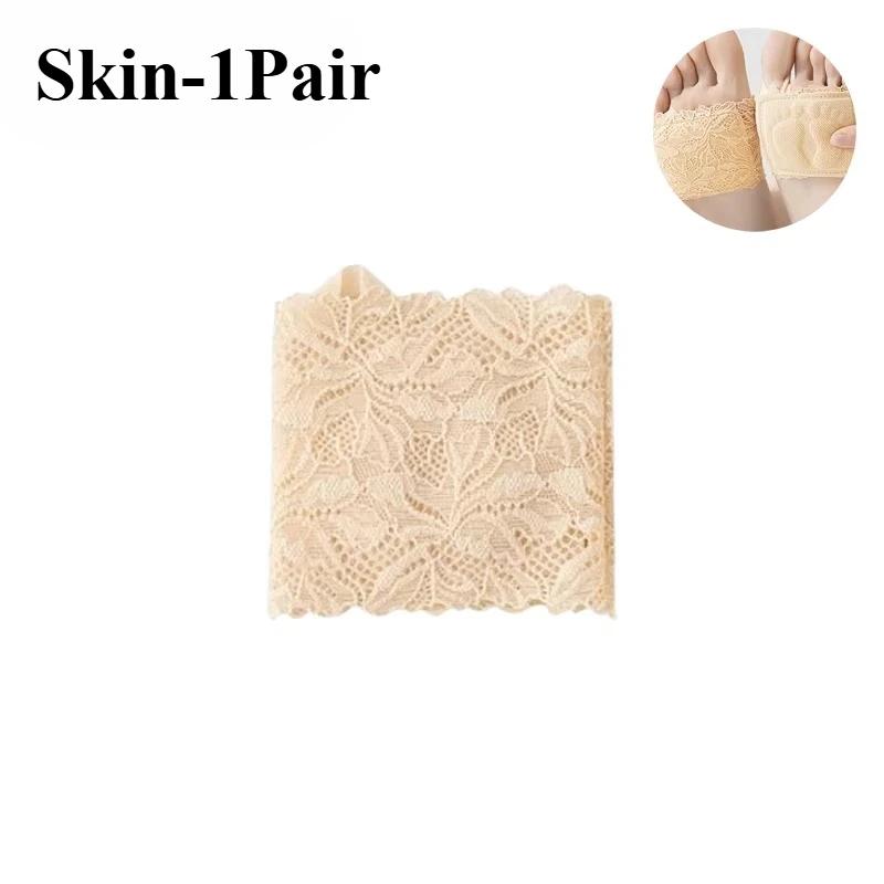 Invisible Sandals for Women Lace Half Length Socks Non Slip Cotton Sole Forefoot Pads Sports Comfort Insoles Barefoot Ready