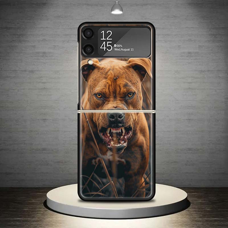 Pit Bull Pet Dog Pitbull Phone Case For Samsung Galaxy Z Flip 7 6 5 4 3 5G Shockproof Cover Z Flip7 Flip6 ZFlip5 Flip3 Flip4 Lux