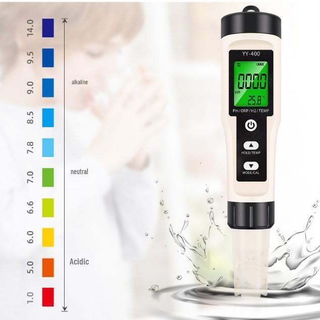 Hydrogen-Rich 4-in-1 pH Meter with ORP & Temp Backlit Water Quality Test Pen