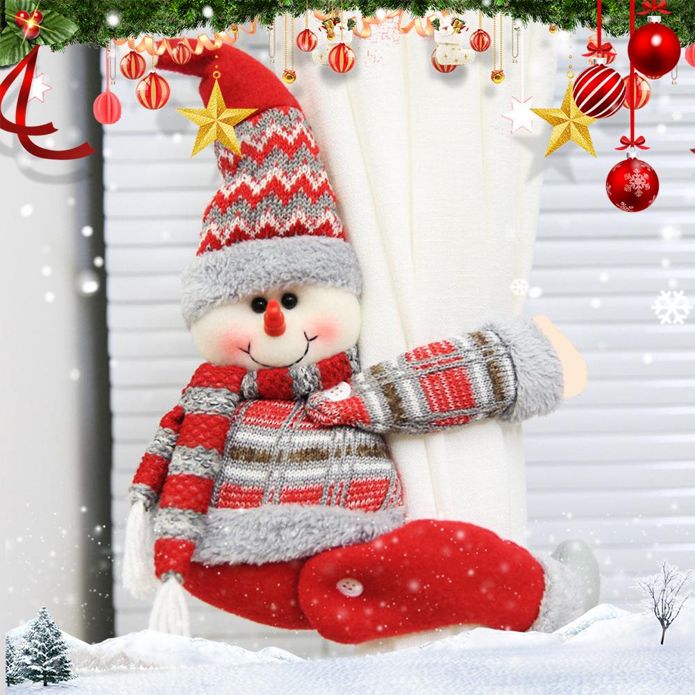 Cartoon Santa Claus Elk Dolls Curtain Buckles Christmas Home Decor Festive Curtain Ties Holiday Decoration Accessories
