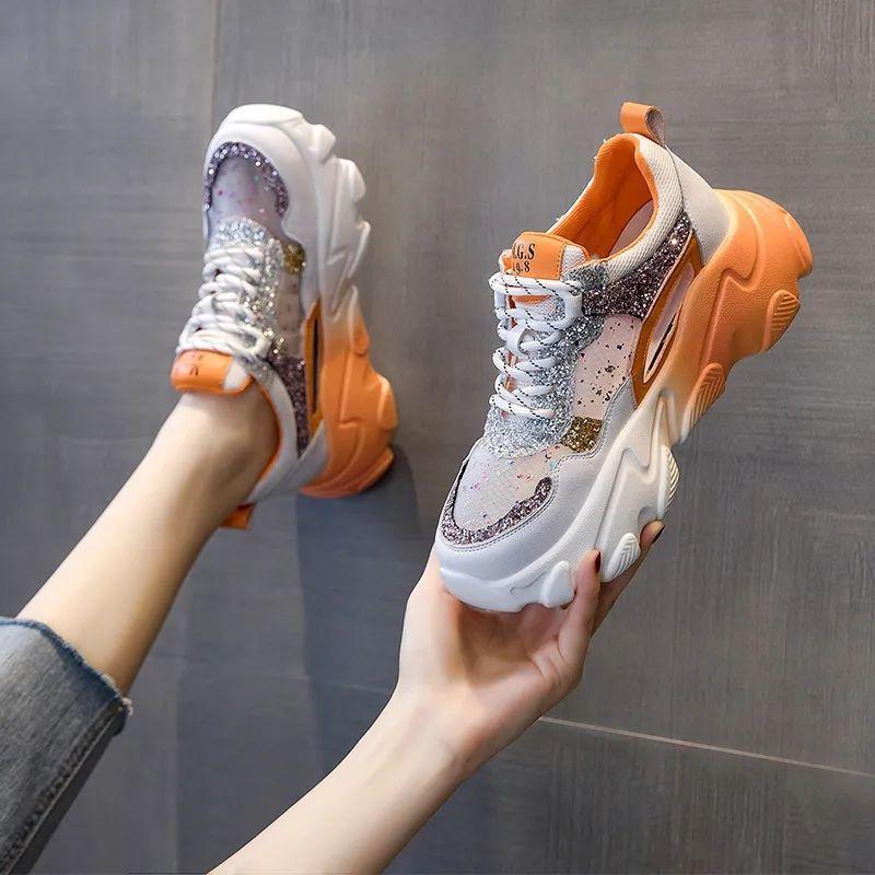 

Dad Shoes Student Summer 221 New Platform Sneakers Mesh Breathable Hollow Height Increasing Casual Shoes 40