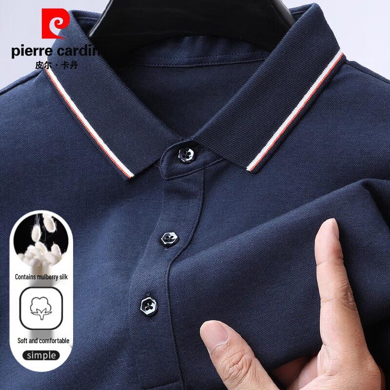 Pierre Cardin Men s Solid Long-Sleeve Polo Shirt with Silk Blend M