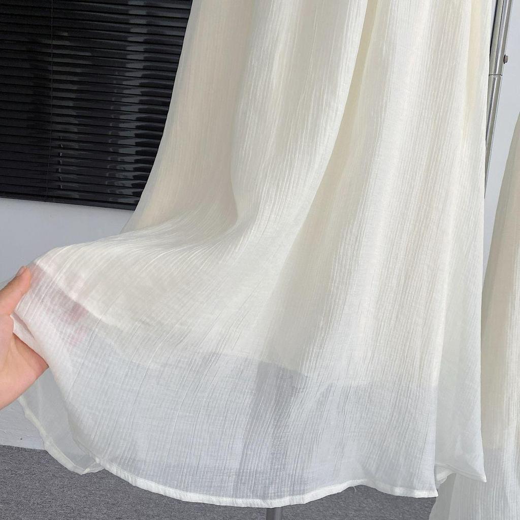 Women's 2024 French White Spaghetti Strap Slimming Evening Dress