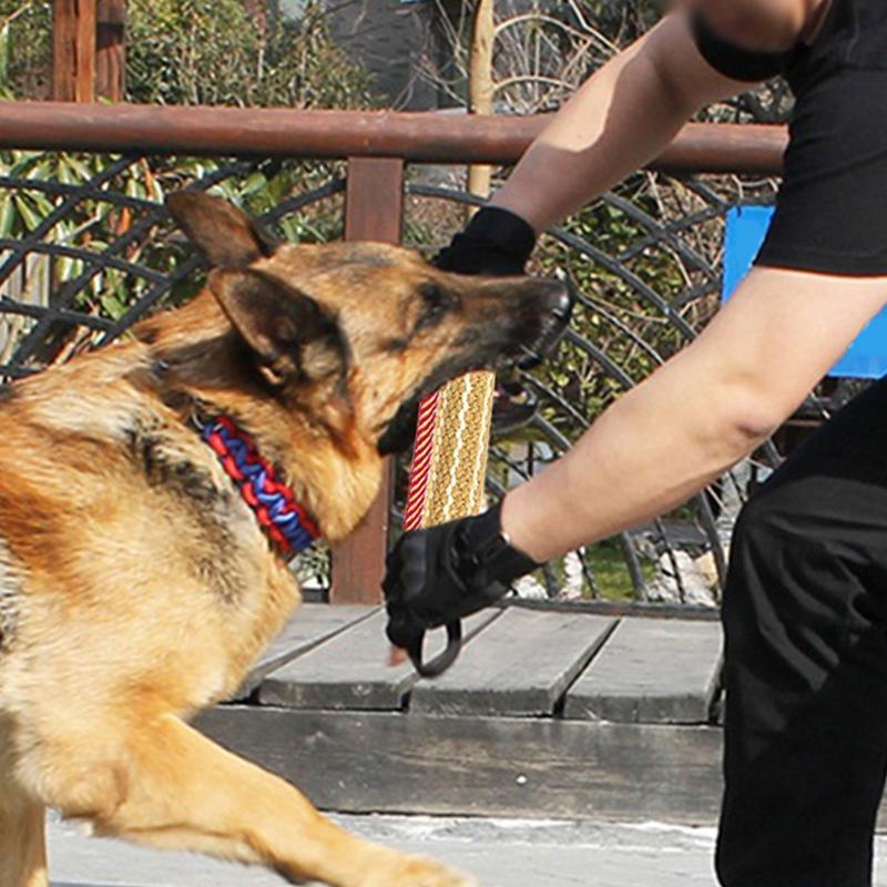 Dog Tug Toy Pet Bite Jute Tug Pillow With 2 Rope Handles Medium Large Dogs Training Toys for Malinois Pet Interative Toy