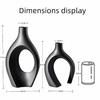 Levvohd Stylish Interior Vases, Black Base Ceramic, Hollow Ceramic Dried Flower Vase Set of 2 (Black Large)
