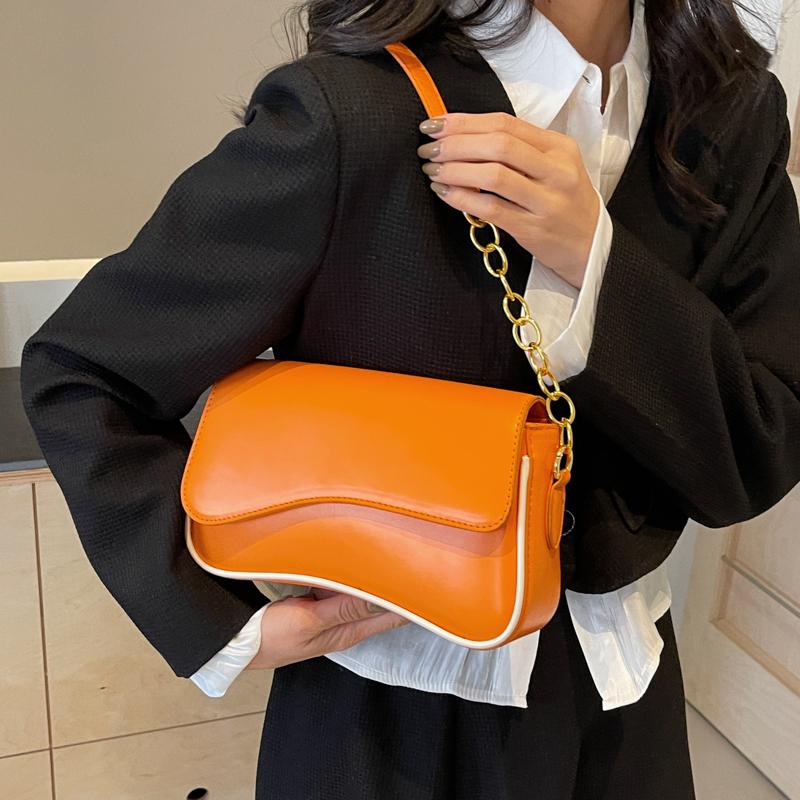 

Сумки на плечо из акрила с цепочкой конфетного цвета для женщин из искусственной кожи, мини-сумка-седло через плечо, дизайнерская сумка класса люкс 24x14x7cm оранжевый