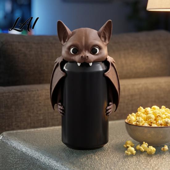 Unique 3D Printed Gift Bat Can Holder Funny Cartoon Vampire Cat Stand Beverage Organizer for Desk Standard Soda Cans Halloween Desktop Decor,
