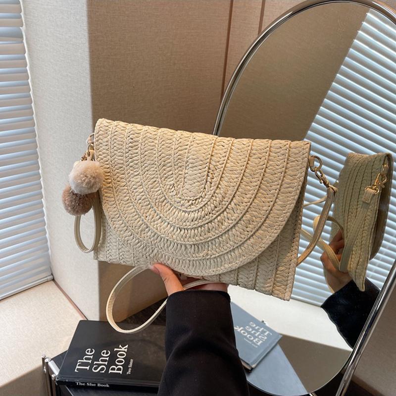 Casual Γυναικείες Τσάντες Φάκελος Lady Μόδα Τσάντα Crossbody Παραλίας Ψάθινη Πλεκτή Τσάντα Messenger Ώμου Γυναικεία Τσάντα Ταξιδιού Tote Πορτοφολάκι