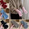 Windproof Full Finger Gloves Solid Color Driving Skiing Mittens  Outdoor Cycling