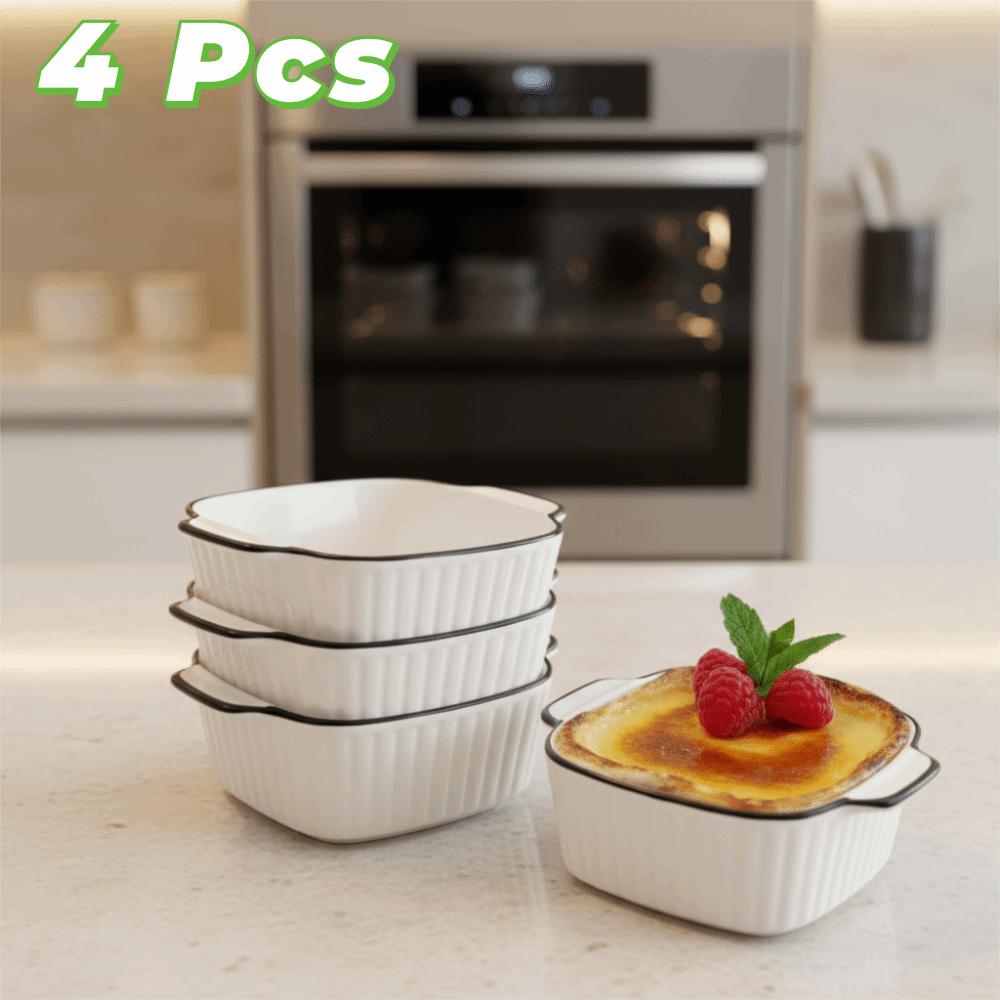 4PCS Heat-resistant Lasagna Baking Pan with Handle Rice Bowl Steamed Egg Bowl Dessert