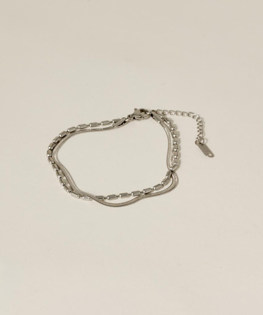 Novice Tokyo Bar & Snake Double Chain Bracelet [Stainless] / Silver