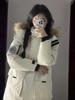 Women's Winter Workwear Down Jacket with Large Fur Collar - Petite, Thickened Cotton Padded Parka 2025.