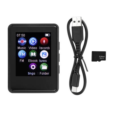 MP3-Player Bluetooth 5.0 1,77 Zoll Voll-Touchscreen HiFi Stereo Sound UKW-Radio Aufnahme MP4 Musik
