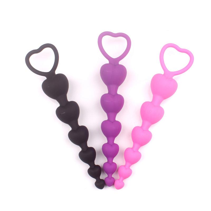 Heart Beads Soft Anal Plug Anus Toys Big Balls Silicone G-Spot Stimulating Butt Plugs Adult Sex Couple Sexy