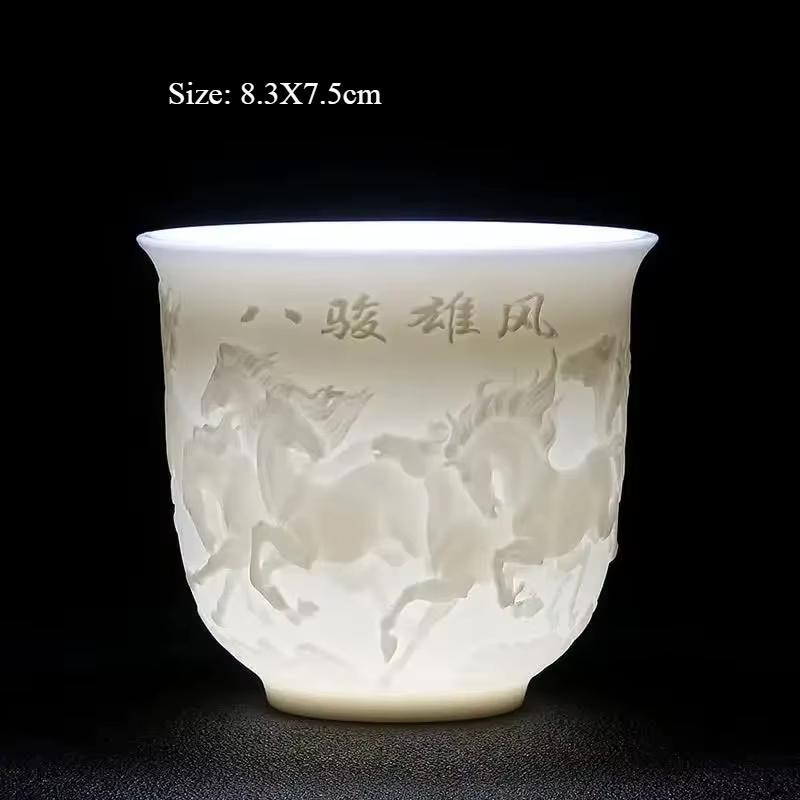 

Китайская чашка из белого фарфора, чайный сервиз из нефрита цвета козьего жира, керамическая чайная чашка