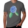Blue Hydrangea Watercolor Painting TShirt Simple Solid Color Crew Neck Tee