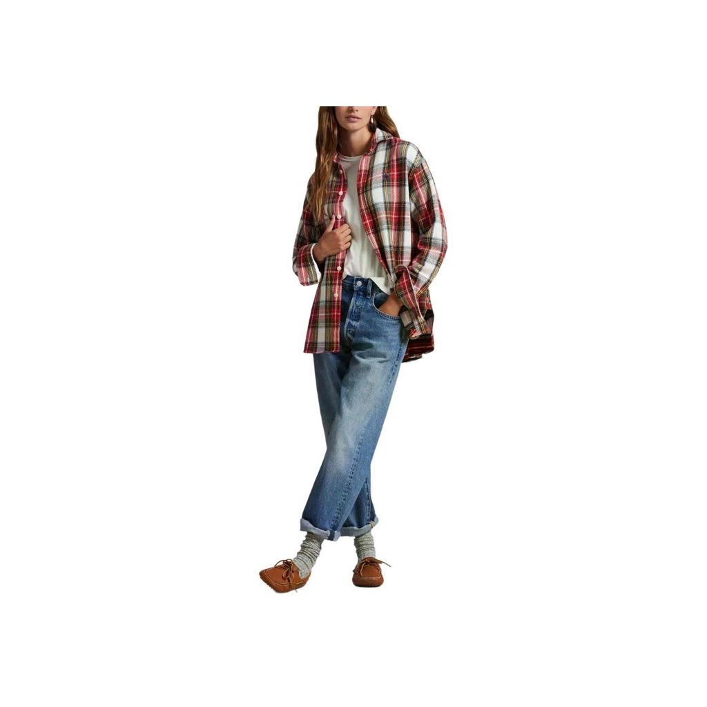 Camisa de Manga Larga con Botones y Cuello a Cuadros Polo Ralph Lauren para Mujer 211978158-001