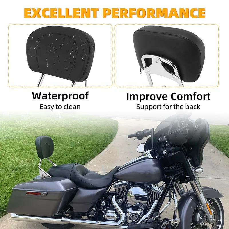 Motorcycle Chrome Detachable Passenger Backrest Rear Sissy Bar For Harley Touring Street Glide Road King Glide 2009-2023
