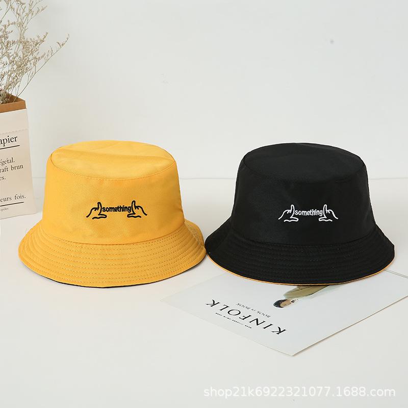

Double-sided fisherman s basin hat women s hat fashion letter embroidery quality hat personality trend hat M（56-58cm）