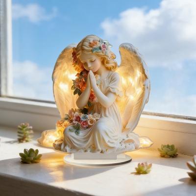 Modlící se anděl Stolní cedule 2D Plochý akrylový anděl Stolní ozdoba na stůl Poličku Vstup Vánoční Domov Zahrada Patio Dekor