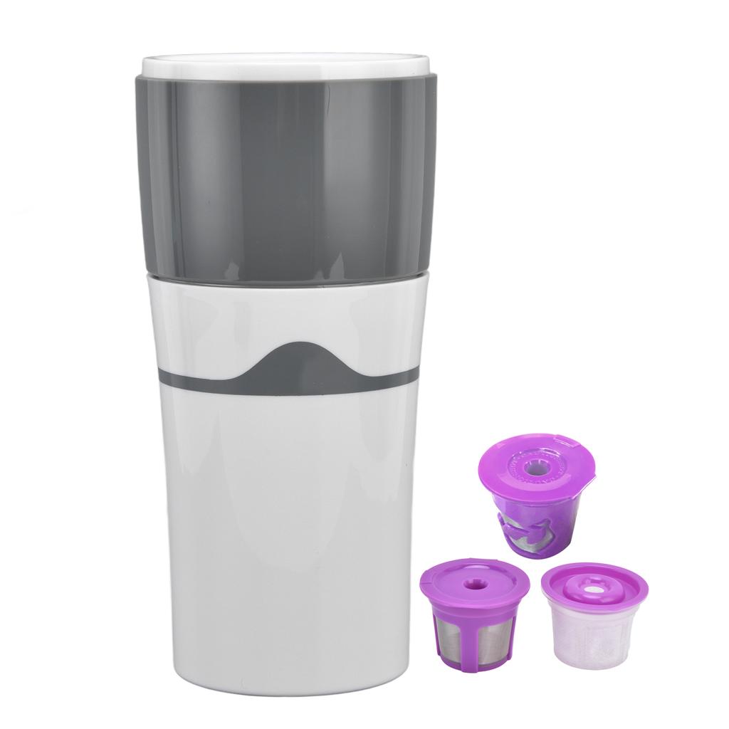 450ml Portable Drip Coffee Maker Travelling Drip Coffee Machine for K Cup CapsulesGray White