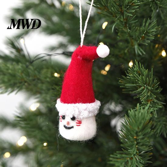 Festive Home Party Supplies Christmas Felt Ornament, Handmade Wool Santa Candy Cane House Soft Woolen Decorations for Kids Snowman Hanging Holiday