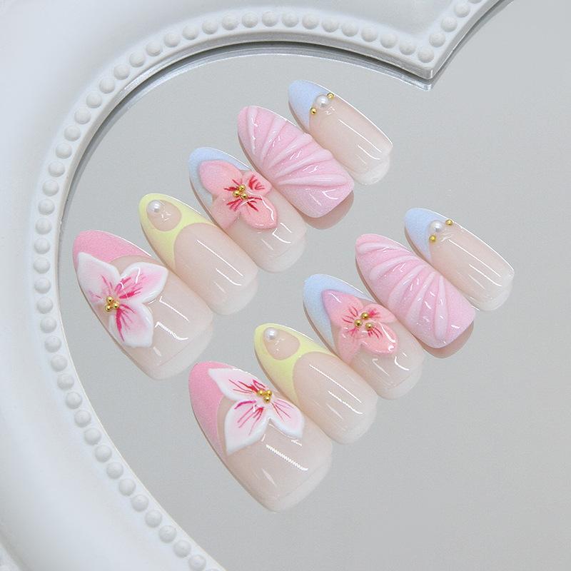 Stereo fresh French ripple gradual change lily sweet girl ins wind removable wearable armor 30 pieces